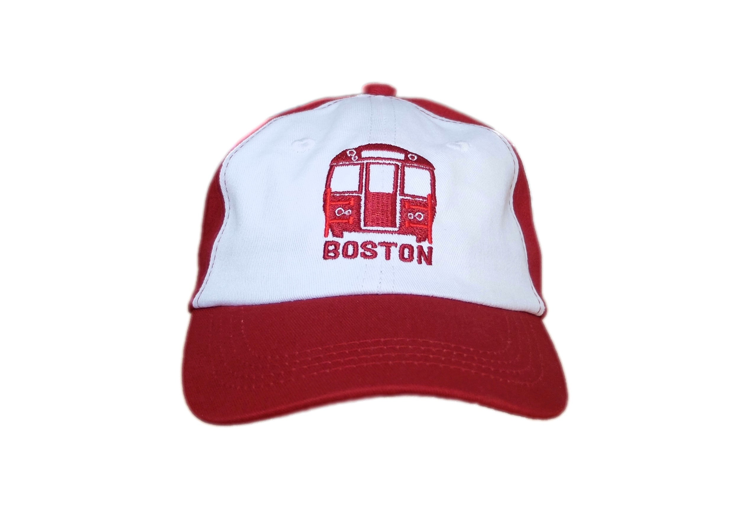 Front View Boston Red LIne Train Embroidered Cap for kids